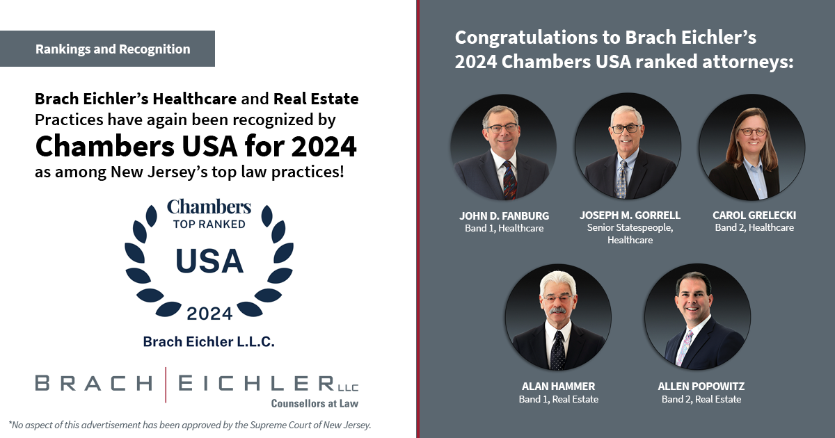 Brach Eichler Earns Top Rankings in Chambers USA for 2024