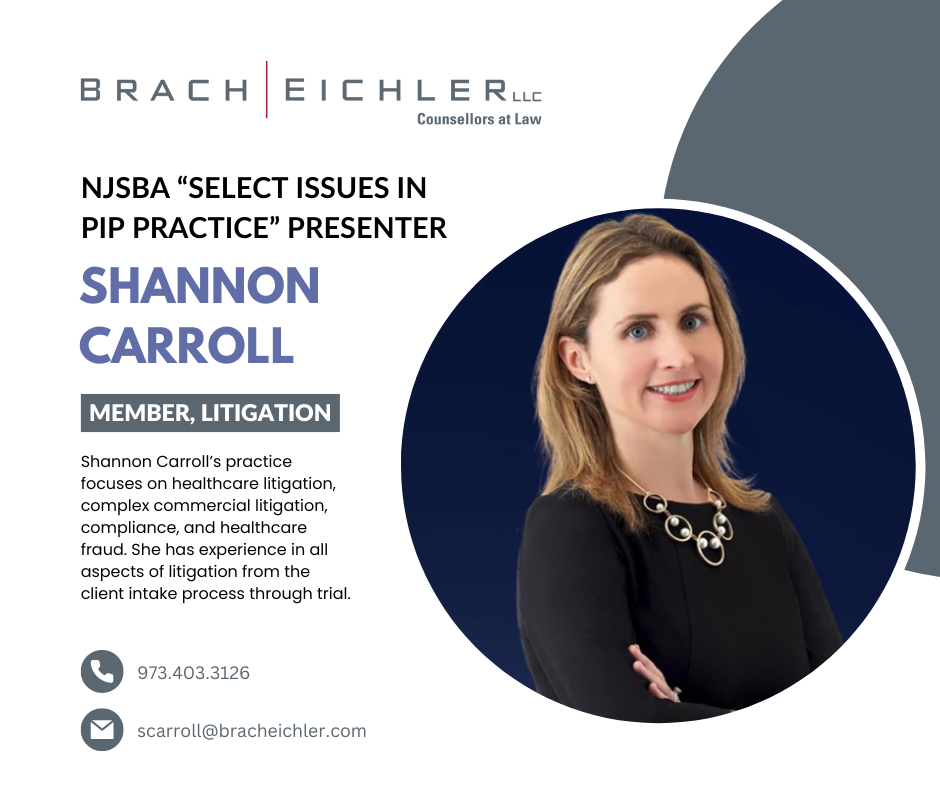 Shannon Carroll presents at NJSBA's "Select Issues in PIP Practice" Event