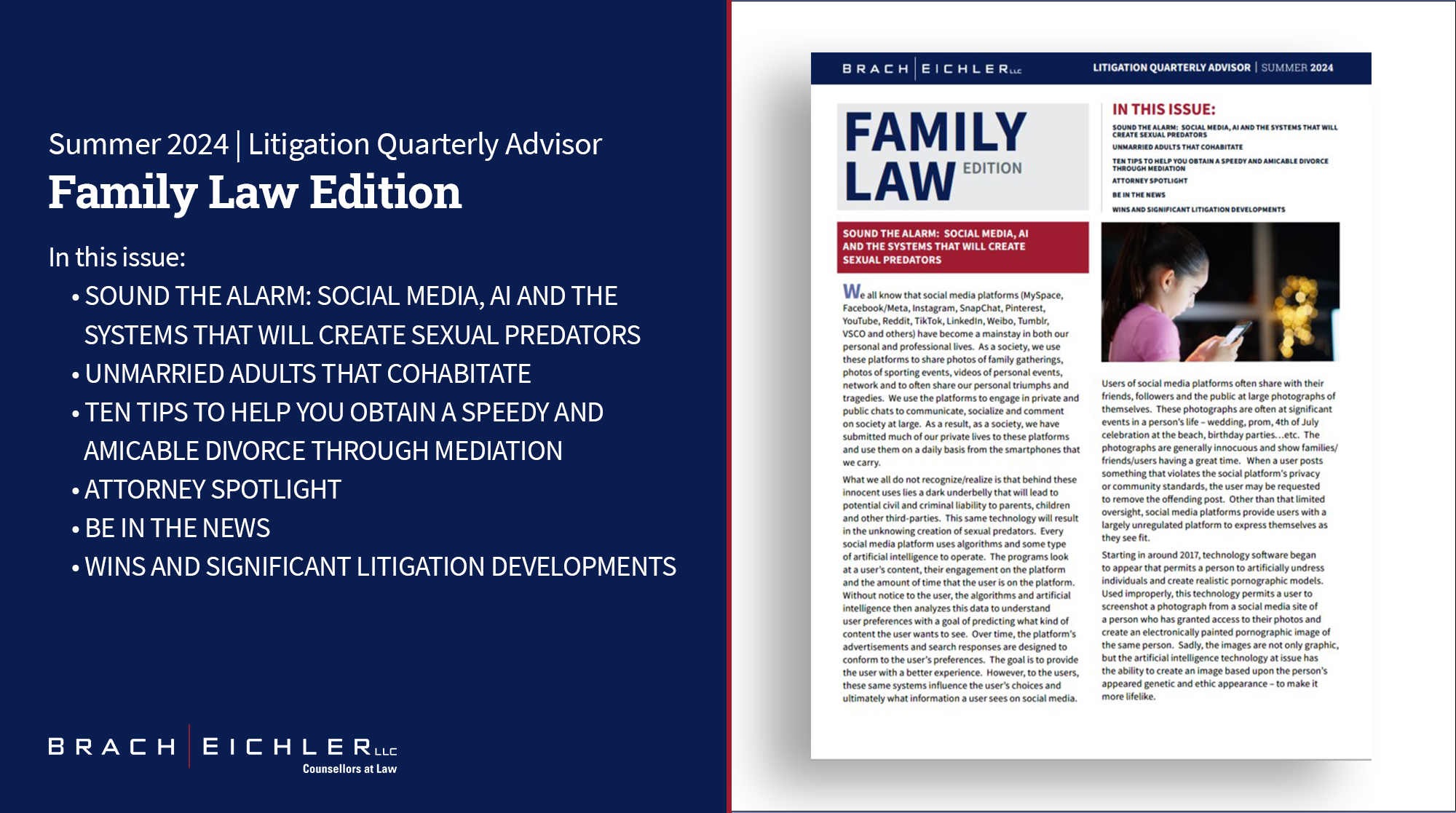 Litigation Quarterly Advisor - Family Law Edition - Summer 2024 - Brach Eichler